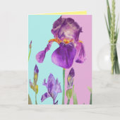 Carte Peinture à l'aquarelle Iris Violet fleur art flora (Devant)