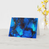 Carte Peinture à l'encre à l'alcool holographique de l'o (Fleur jaune)