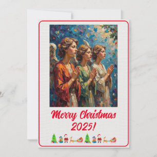 Carte Peinture à l'huile d'anges de Noël numérique perso