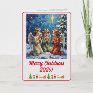 Carte Peinture à l'huile d'anges de Noël numérique perso