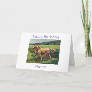 Carte Peinture à l'huile de cheval Palomino Anniversaire