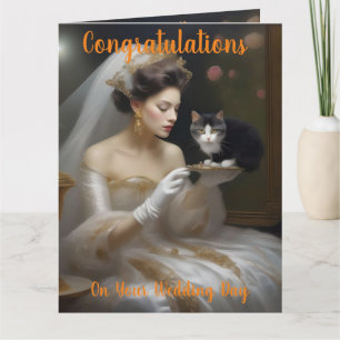 Carte Peinture à l'huile pour mariée de chat, grande car