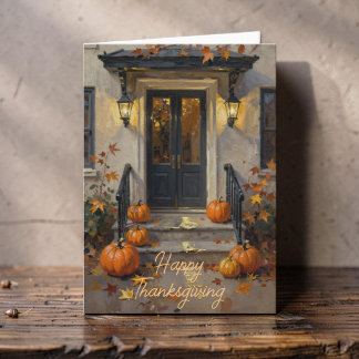 Carte Peinture à l'huile traditionnelle Porche d'automne