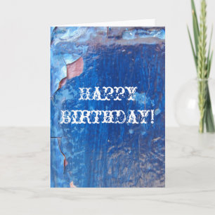 Carte Peinture à peeling recouverte de bleu, Joyeux anni