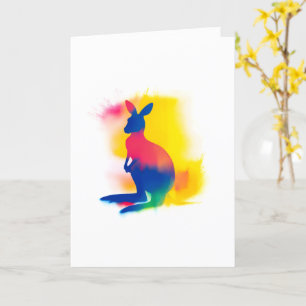 Carte Peinture à vaporisateur coloré Kangaroo Silhouette