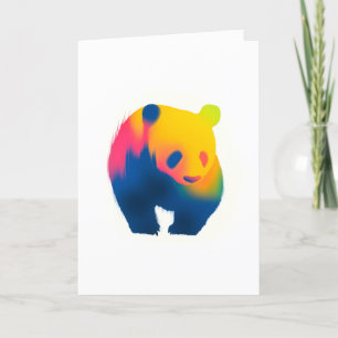 Carte Peinture à vaporisateur coloré Panda Silhouette