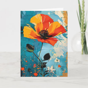 Carte Peinture Abstraite Fleur Anniversaire