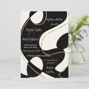 Carte Peinture Abstraite minimaliste en or noir neutre