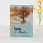 Carte Peinture Abstraite Paysage Arbre Art Anniversaire (Fleur jaune)