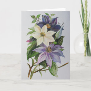 Carte Peinture acrylique de la vigne Lilac Clematis