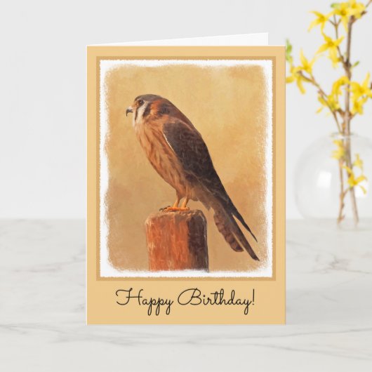 Carte Peinture américaine Kestrel - Art original pour oi (Fleur jaune)