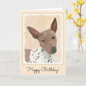 Carte Peinture américaine sans poil Terrier - Chien Art (Fleur jaune)