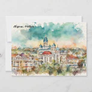 Carte Peinture aquarelle de Chisinau Moldavie vue de la