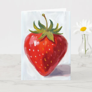Carte Peinture aquarelle de fraise rouge