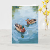 Carte Peinture aquarelle de l'étang aux canards (Fleur jaune)