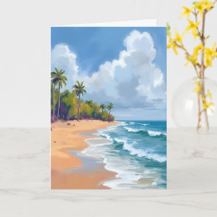 Carte Peinture aquarelle du bord de l'océan à Hawaï