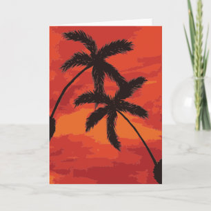 Carte Peinture au coucher du soleil en silhouette de pal