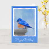 Carte Peinture Bluebird - Art original pour oiseaux (Fleur jaune)