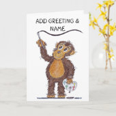 Carte Peinture Cheeky Singe (Fleur jaune)