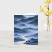 Carte Peinture Chinoise Paysage bleu bruyant (Fleur jaune)