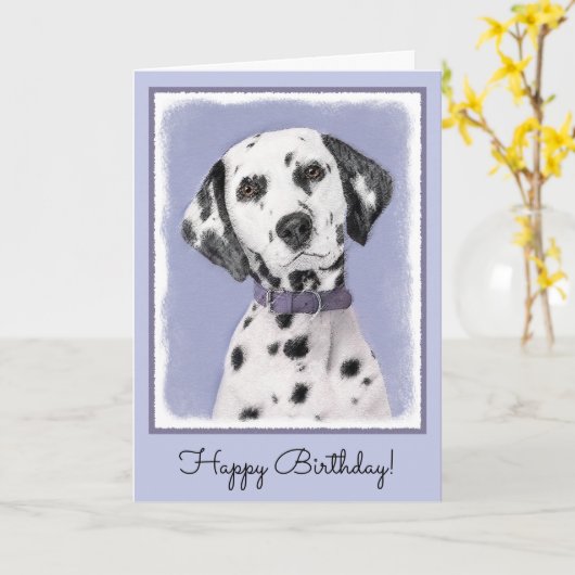 Carte Peinture Dalmatienne - Cute Original Chien Art (Fleur jaune)