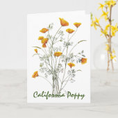 Carte Peinture d'aquarelle verte jaune de la Californie (Fleur jaune)