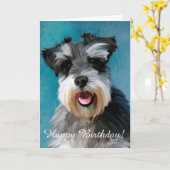 Carte Peinture d'art de couleur d'eau de Schnauzer (Fleur jaune)