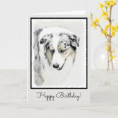 Carte Peinture de berger australien - Art original de ch (Fleur jaune)