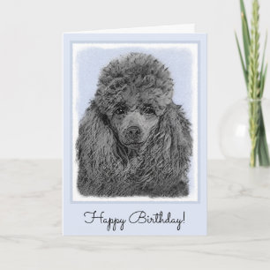 Carte Peinture de caniche Miniature Jouet noir Art origi