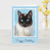 Carte Peinture de chats de Siamese - Cute Original Cat A (Fleur jaune)