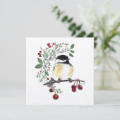 Carte Peinture de chickadee mignonne (Debout devant)