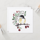 Carte Peinture de chickadee mignonne (Devant/Arrière en situation)
