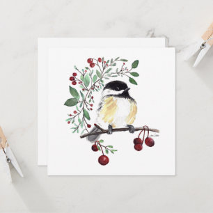 Carte Peinture de chickadee mignonne