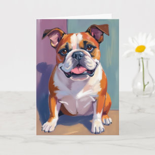 Carte Peinture de chien bouledogue de compagnie aquarell