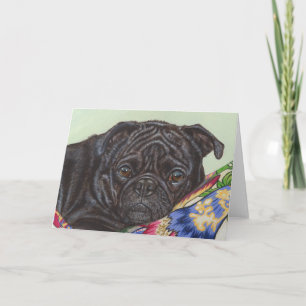 Carte Peinture de chien Carlin noir