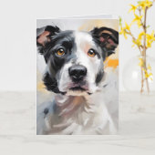 Carte Peinture de chien pour Humour d'anniversaire (Fleur jaune)