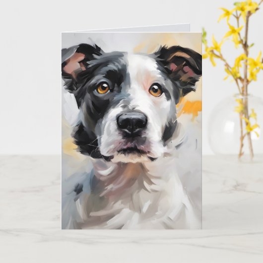 Carte Peinture de chien pour Humour d'anniversaire (Fleur jaune)