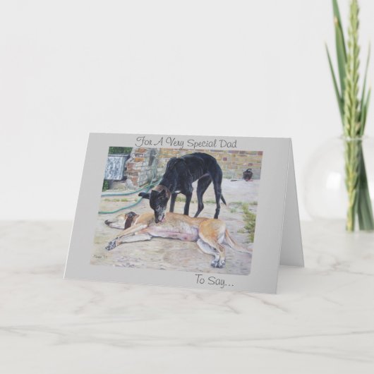 Carte peinture de chiens de faon et noirs gris pour papa (Devant)