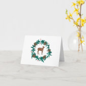 Carte Peinture de couronne de Noël de cerf de bébé (Fleur jaune)