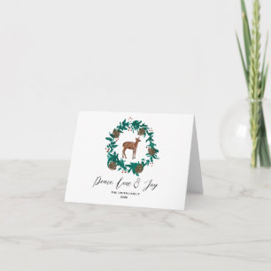 Carte Peinture de couronne de Noël de cerf de bébé