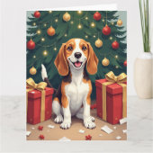 Carte Peinture de déballage de cadeau de Noël matinée Be (Devant)