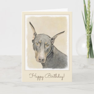 Carte Peinture de Doberman Pinscher - Art original de ch