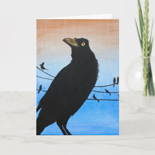 Carte Peinture de faune d'oiseau noir Grackle Austin Tex