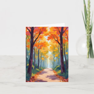 Carte Peinture de feuillage d'automne de chemin d'automn