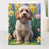 Carte Peinture de fleurs printanières de chien Cockapoo (Devant)
