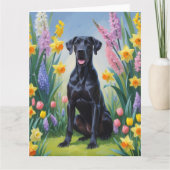 Carte Peinture de fleurs printanières de chien Grand Dan (Devant)