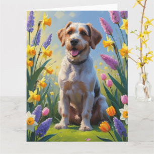 Carte Peinture de fleurs printanières de Griffon à poil