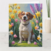 Carte Peinture de fleurs printanières de Terrier de la b (Devant)