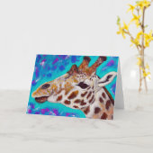 Carte Peinture de girafe colorée (Fleur jaune)