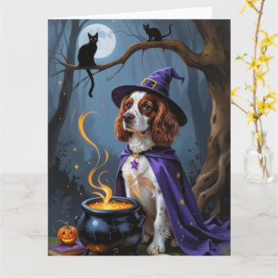 Carte Peinture de Halloween fantaisiste de chien Brittan